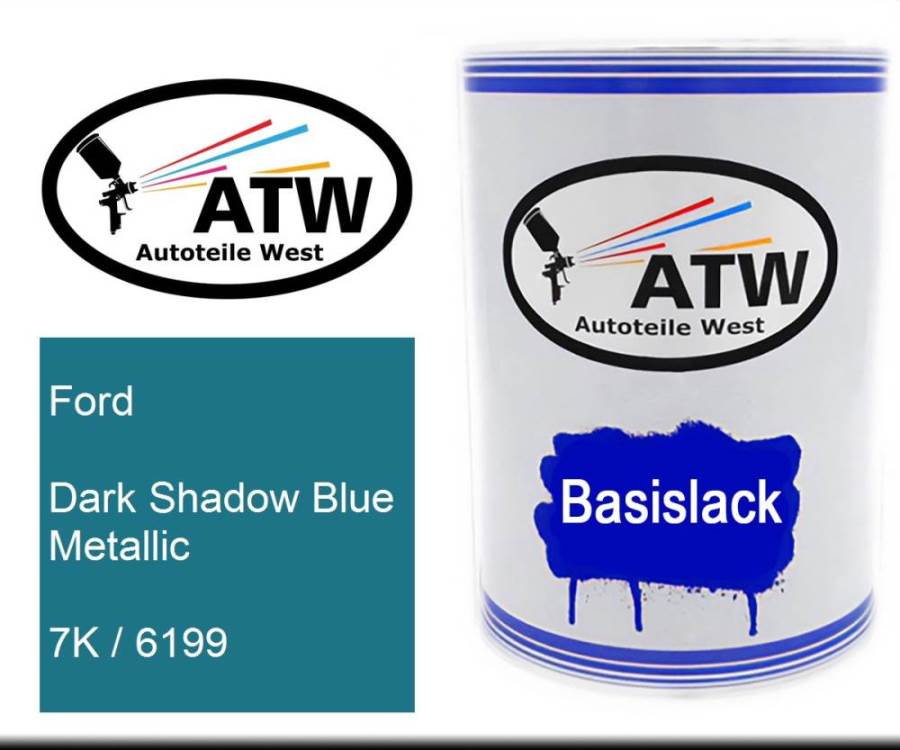Ford, Dark Shadow Blue Metallic, 7K / 6199: 500ml Lackdose, von ATW Autoteile West.